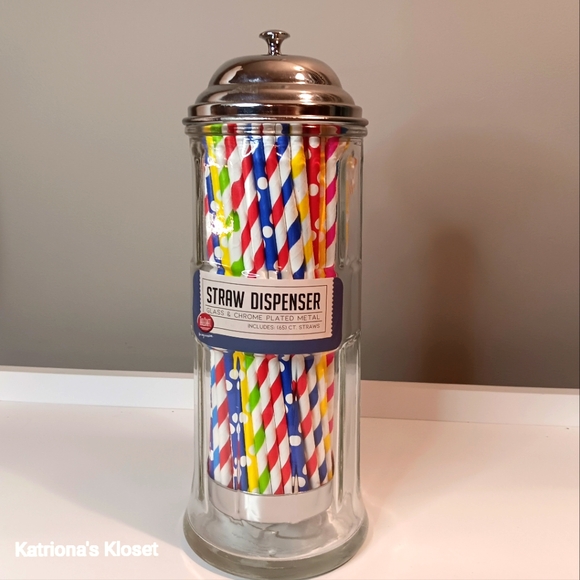 Retro Style Straw Dispenser With Retro Paper Straws - Picture 7 of 7
